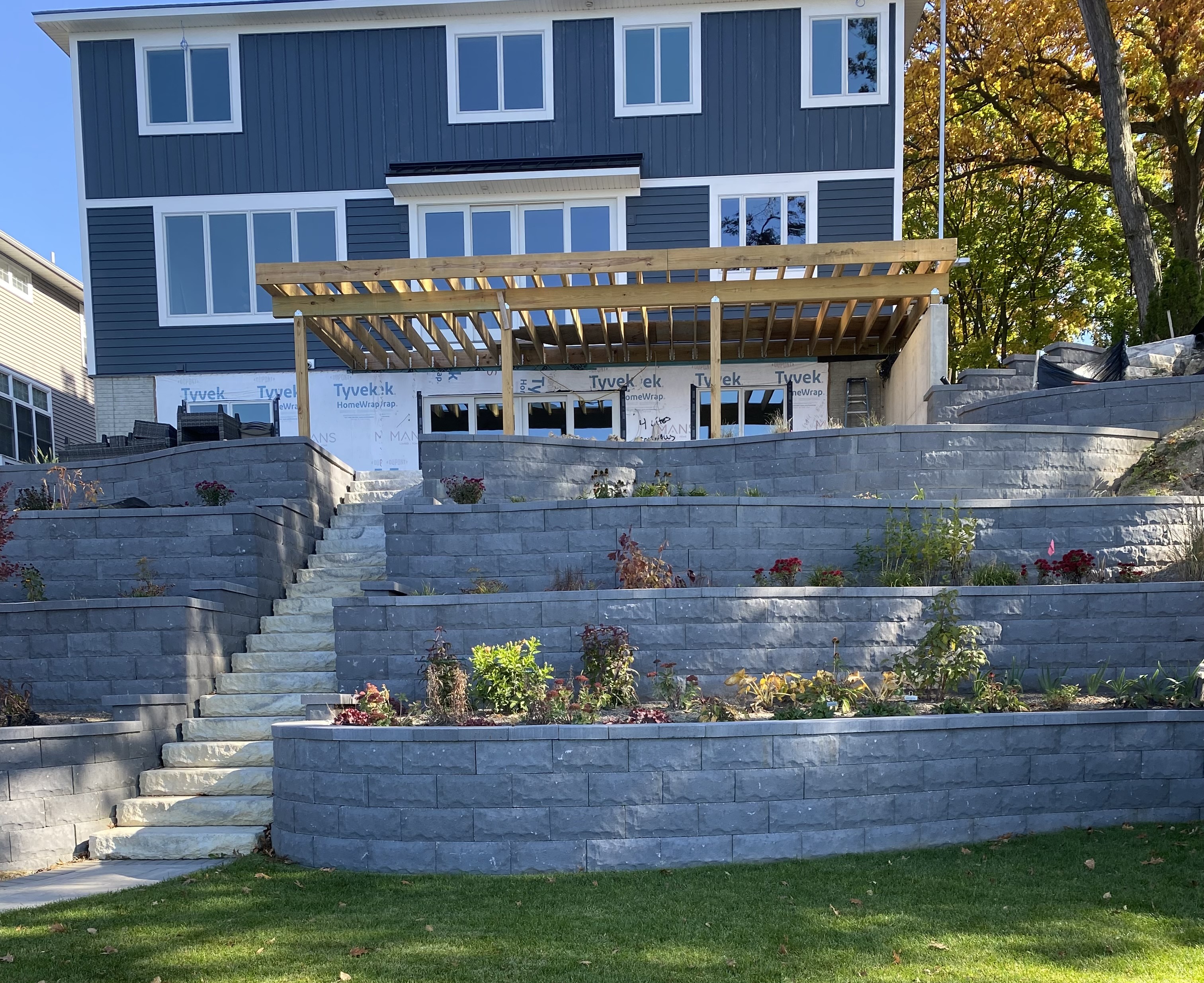 Residential pond with pond supplies from Pond Place of Michigan